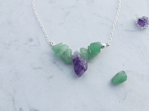 Cadena de plata 980 amatista y jade verde