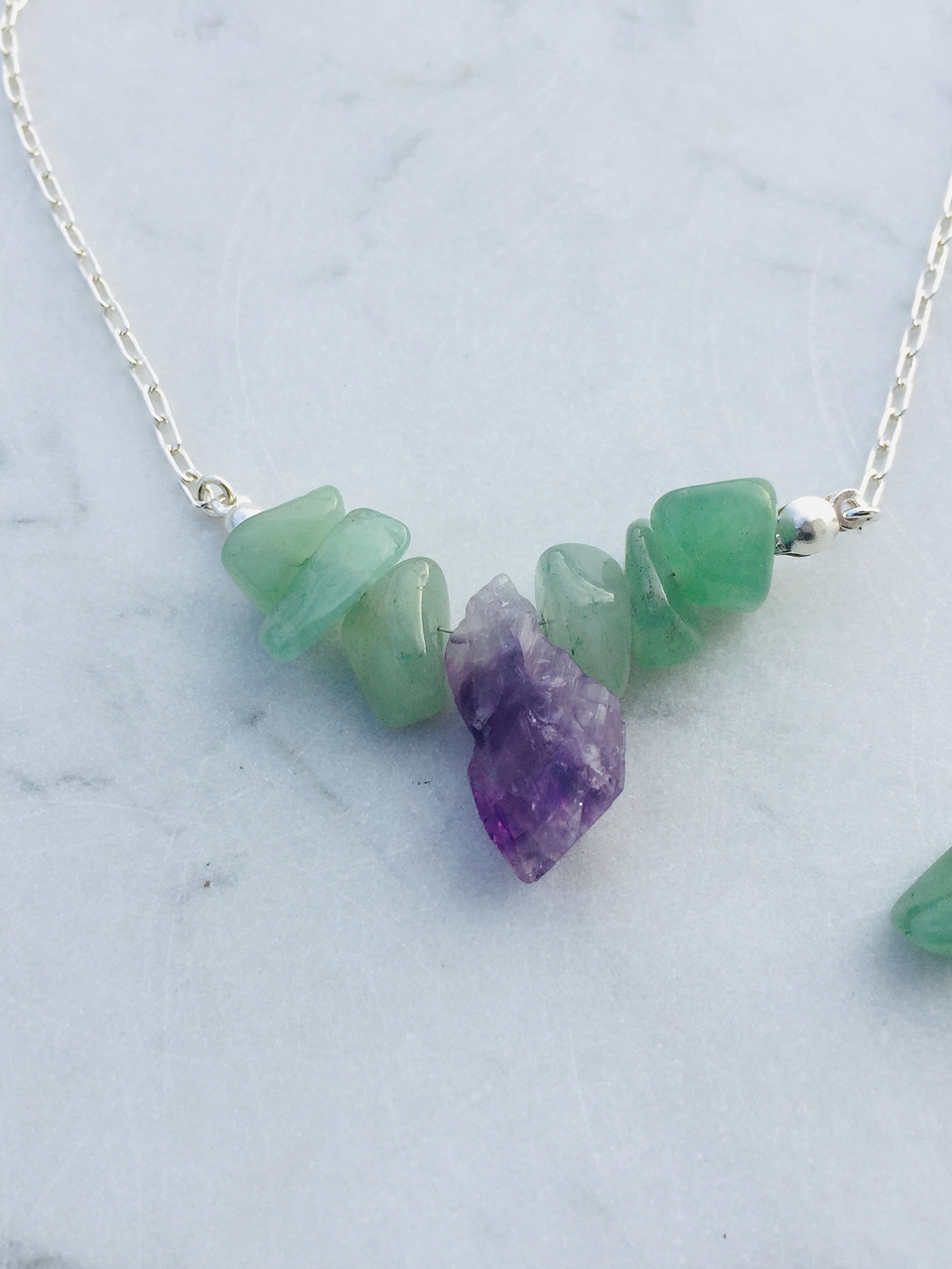 Cadena de plata 980 amatista y jade verde 1