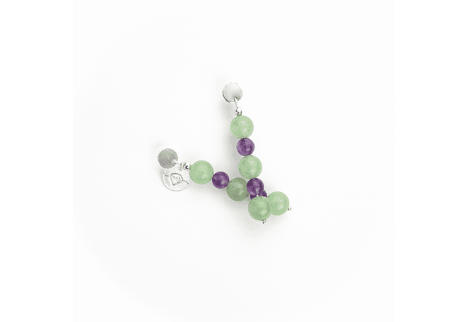 Conjunto de collar y aros de amatista y jade verde