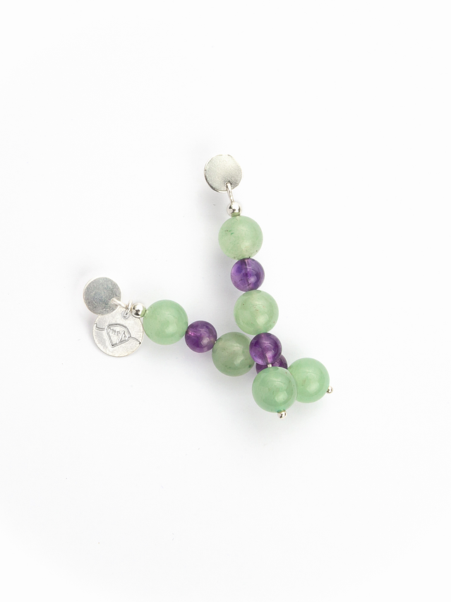 Conjunto de collar y aros de amatista y jade verde 3