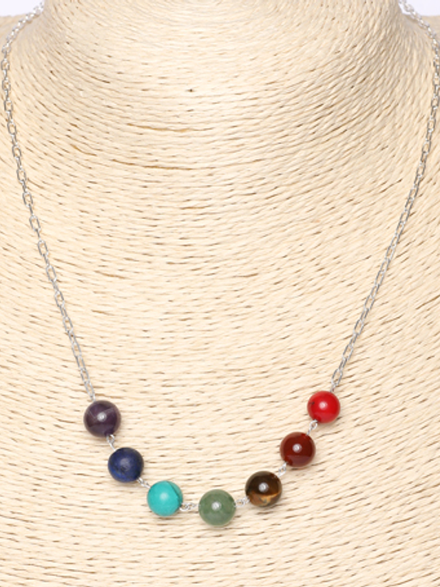 Cadena plata con piedras de los 7 chackras 2
