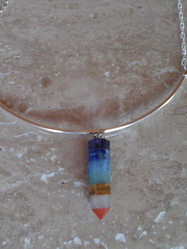 Collar de plata con punta de piedras de los 7 chakras 2