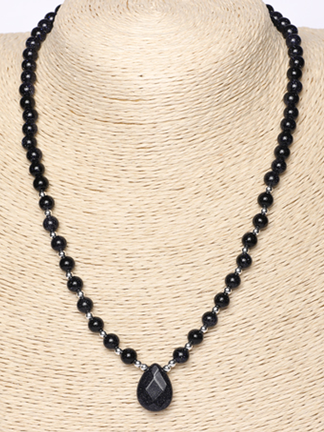 Collar de piedras lluvia de estrellas y detalles de plata 2