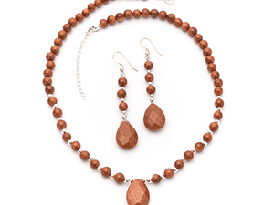 Conjunto gota de piedras del sol y detalles de plata