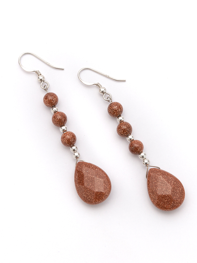 Conjunto gota de piedras del sol y detalles de plata 3