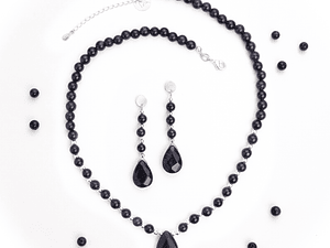 Conjunto gota de piedras lluvia de estrellas y detalles de plata