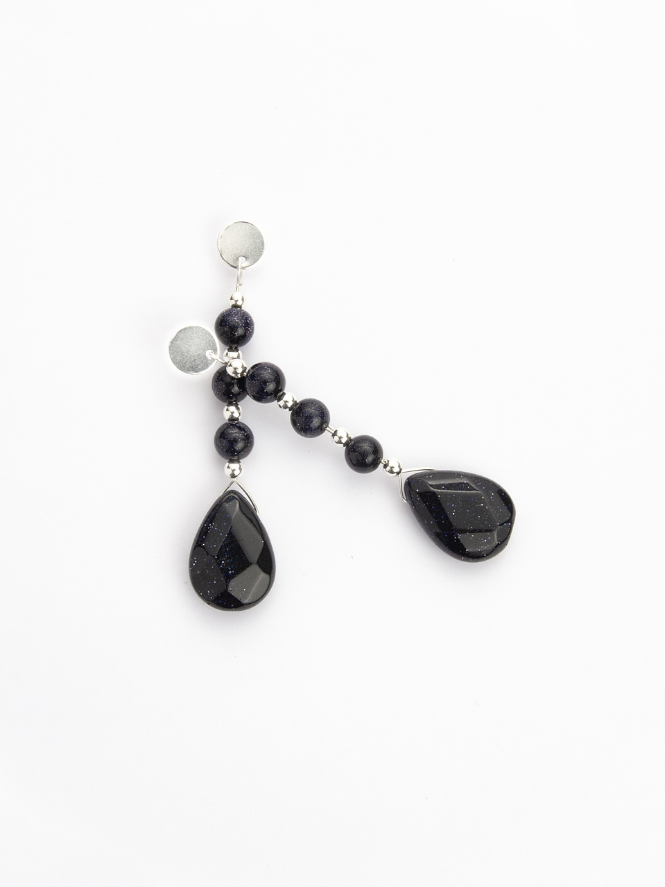 Conjunto gota de piedras lluvia de estrellas y detalles de plata 2