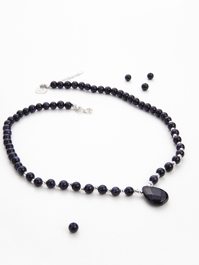 Conjunto gota de piedras lluvia de estrellas y detalles de plata 4