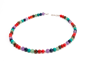 Collar de piedras de los 7 chakras y detalles de plata