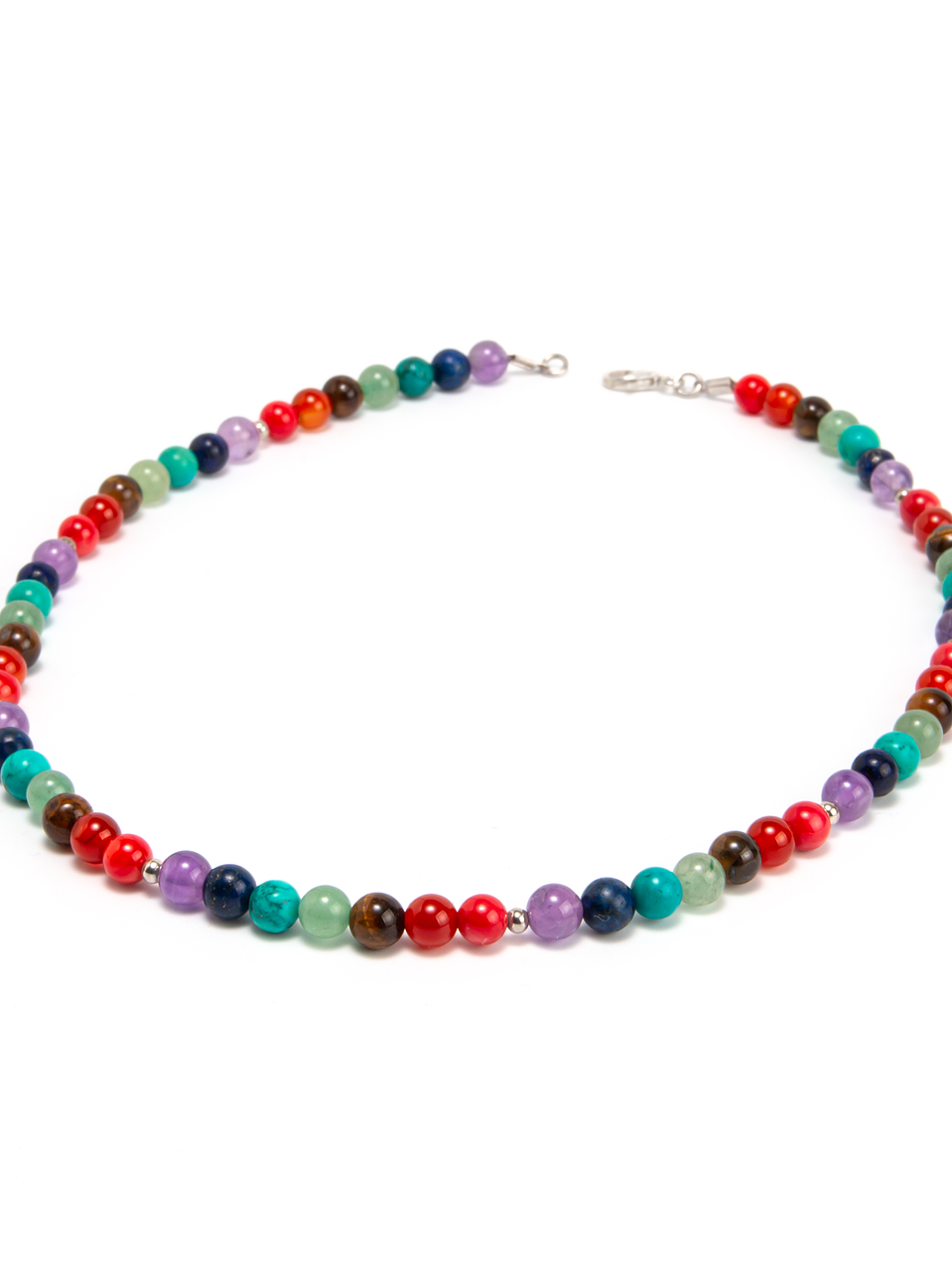 Collar de piedras de los 7 chakras y detalles de plata 1