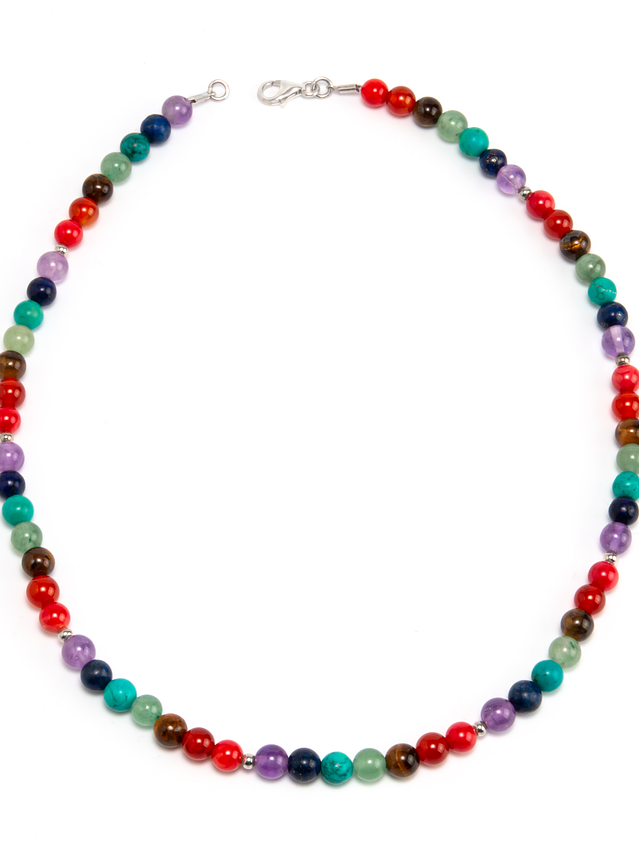 Collar de piedras de los 7 chakras y detalles de plata 3