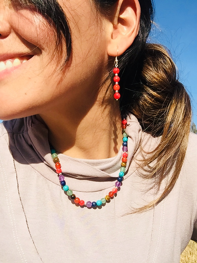 Collar de piedras de los 7 chakras y detalles de plata 2