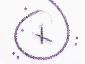 Conjunto de piedras amatista y ágatas verde