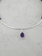 Collar de piedras amatista con detalles de plata y gota de piedra facetada - Miniatura 2