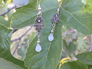 Aros mano de Fátima y piedra luna