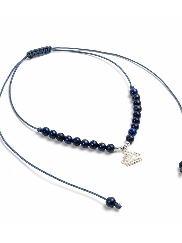 Collar reina de hilo regulable con lapislazuli 1