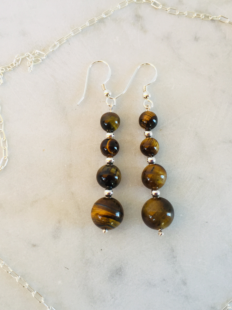 Conjunto de plata 980 con piedras ojo de tigre 2