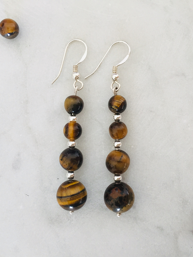 Conjunto de plata 980 con piedras ojo de tigre 4