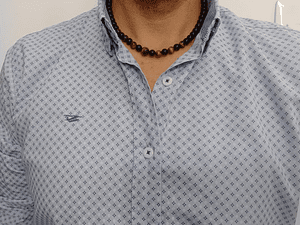 Collar de hilo regulable de piedras ónix y ojo de tigre