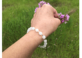 Pulsera de piedras cuarzo blanco y mostacilla de plata