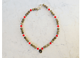 Collar de piedras labradorita, madre perla roja y detalles de plata