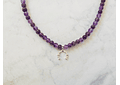 Collar de piedras amatista y colgante herradura de plata