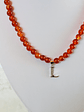 Collar de piedras ágata cornalina e inicial de plata - Miniatura 1