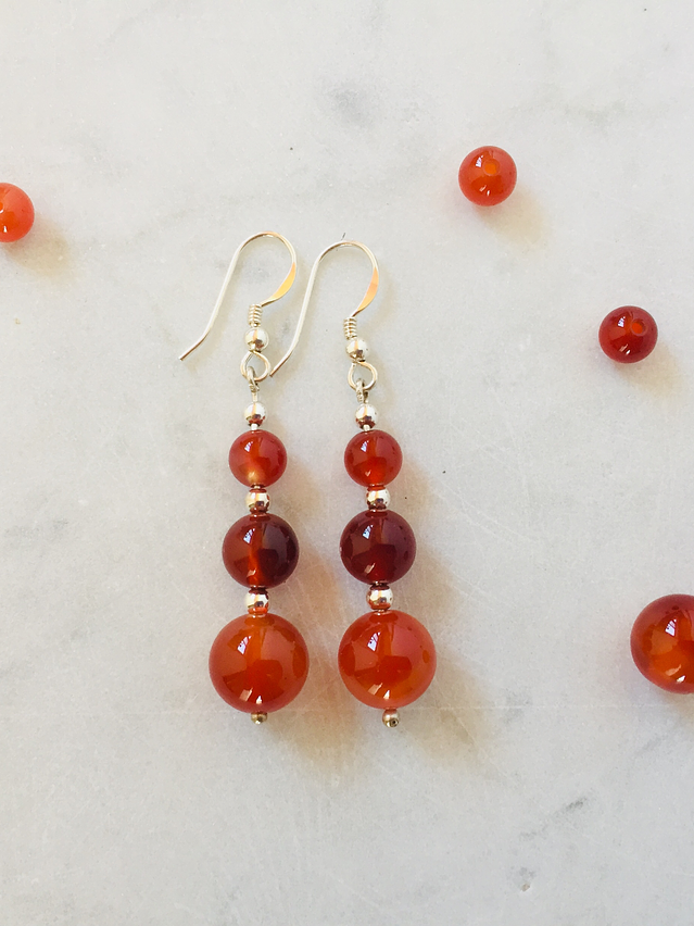 Aros de piedras ágata cornalina 1