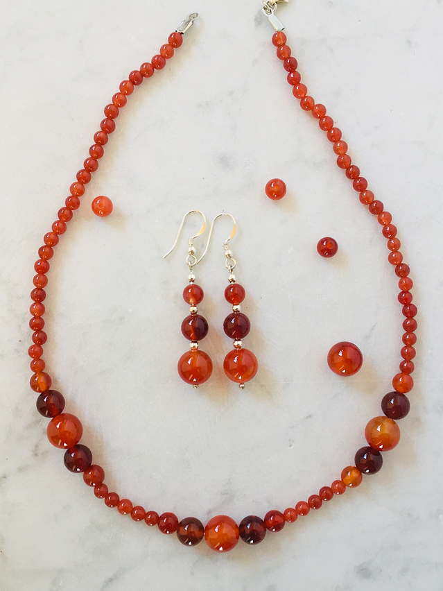 Aros de piedras ágata cornalina 3