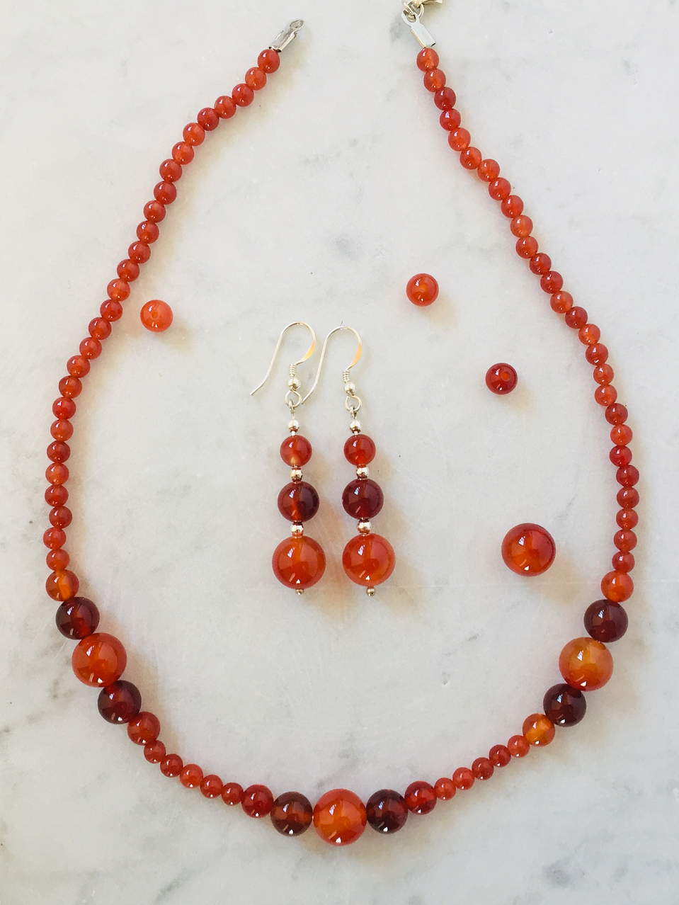 Aros de piedras ágata cornalina 3