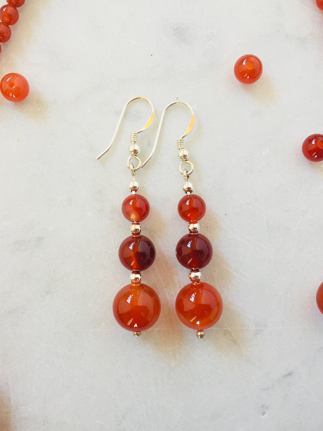 Aros de piedras ágata cornalina 4