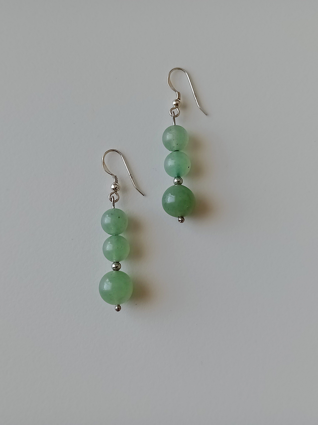 Conjunto de collar de hilo regulable y aros de jade verde 4