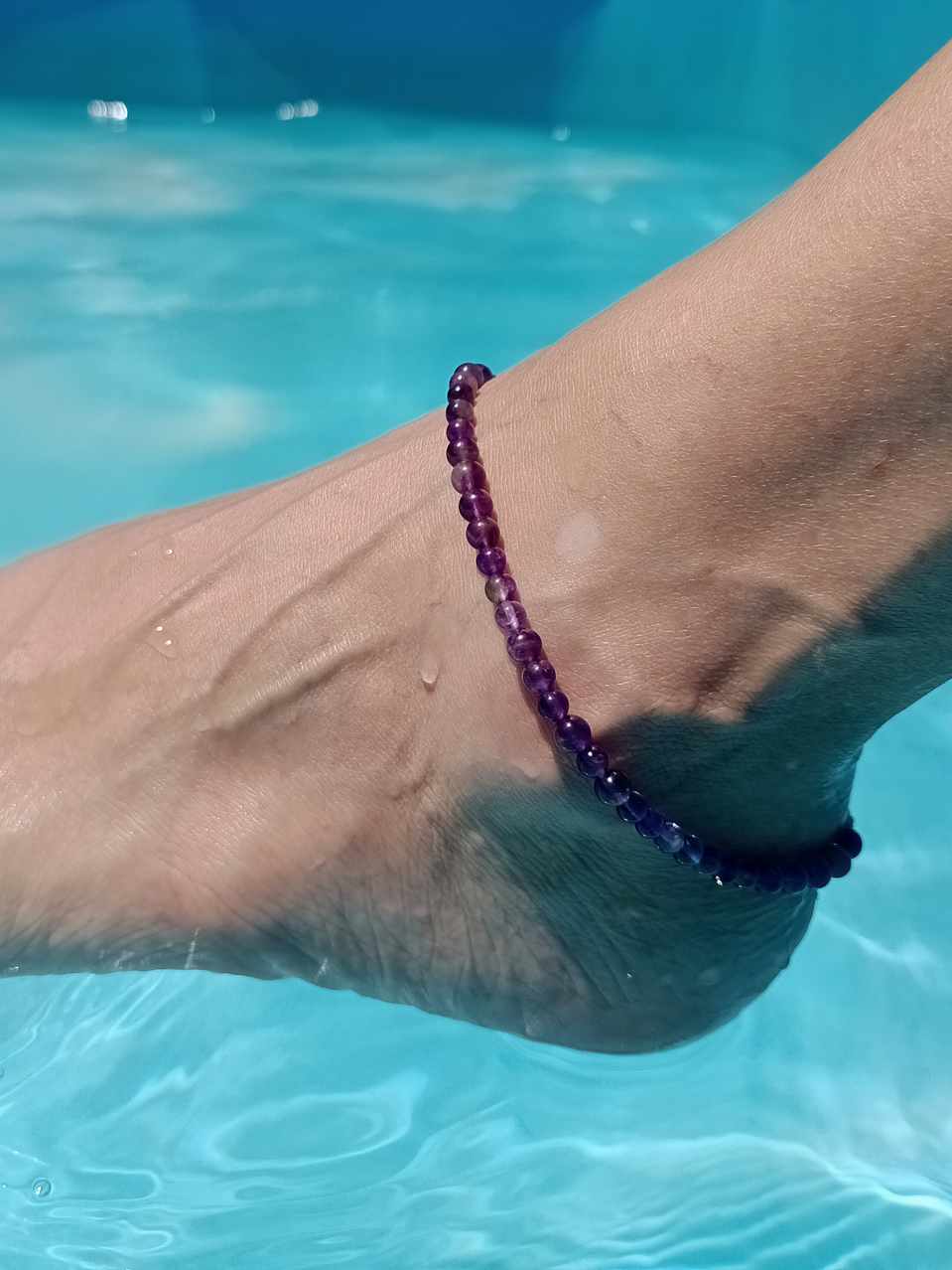 Tobillera regulable de piedras amatista 3