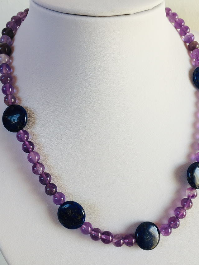 Collar de piedras amatista y lapislazuli 2