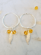 Argollas plumas de plata con piedras citrino - Miniatura 1