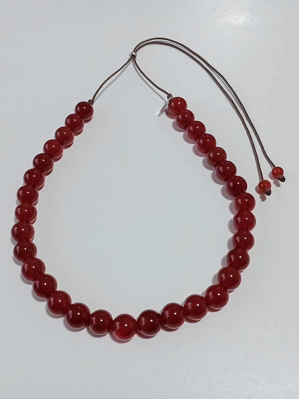 Collar de hilo regulable de piedras cornalina 2