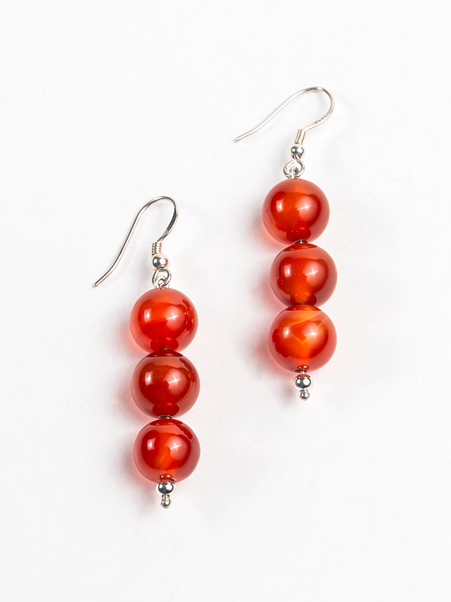 Conjunto de collar de hilo regulable y aros de piedras cornalina 4