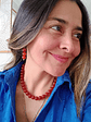 Conjunto de collar de hilo regulable y aros de piedras cornalina - Miniatura 1