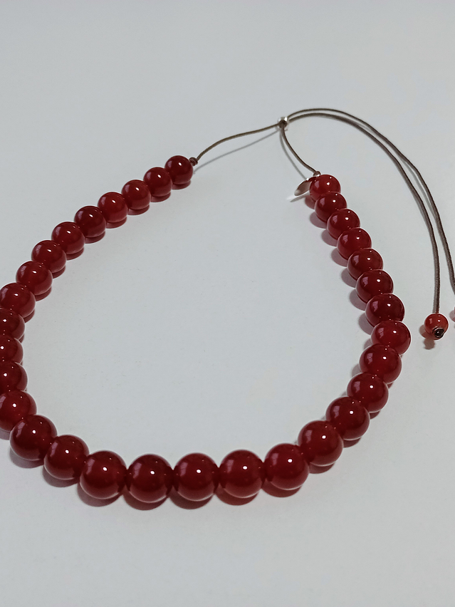 Conjunto de collar de hilo regulable y aros de piedras cornalina 5