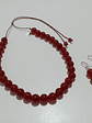 Conjunto de collar de hilo regulable y aros de piedras cornalina - Miniatura 3