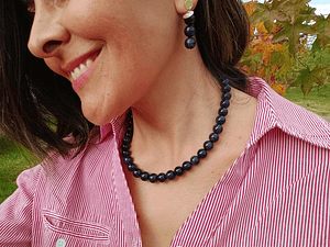 Conjunto de aros y collar de hilo regulable de piedras lluvia de estrellas