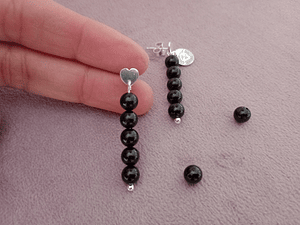 Aros corazón de plata y piedras turmalina 