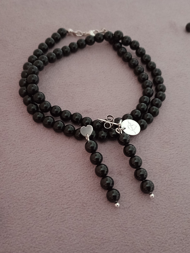 Conjunto de collar y aros de piedras turmalina 3