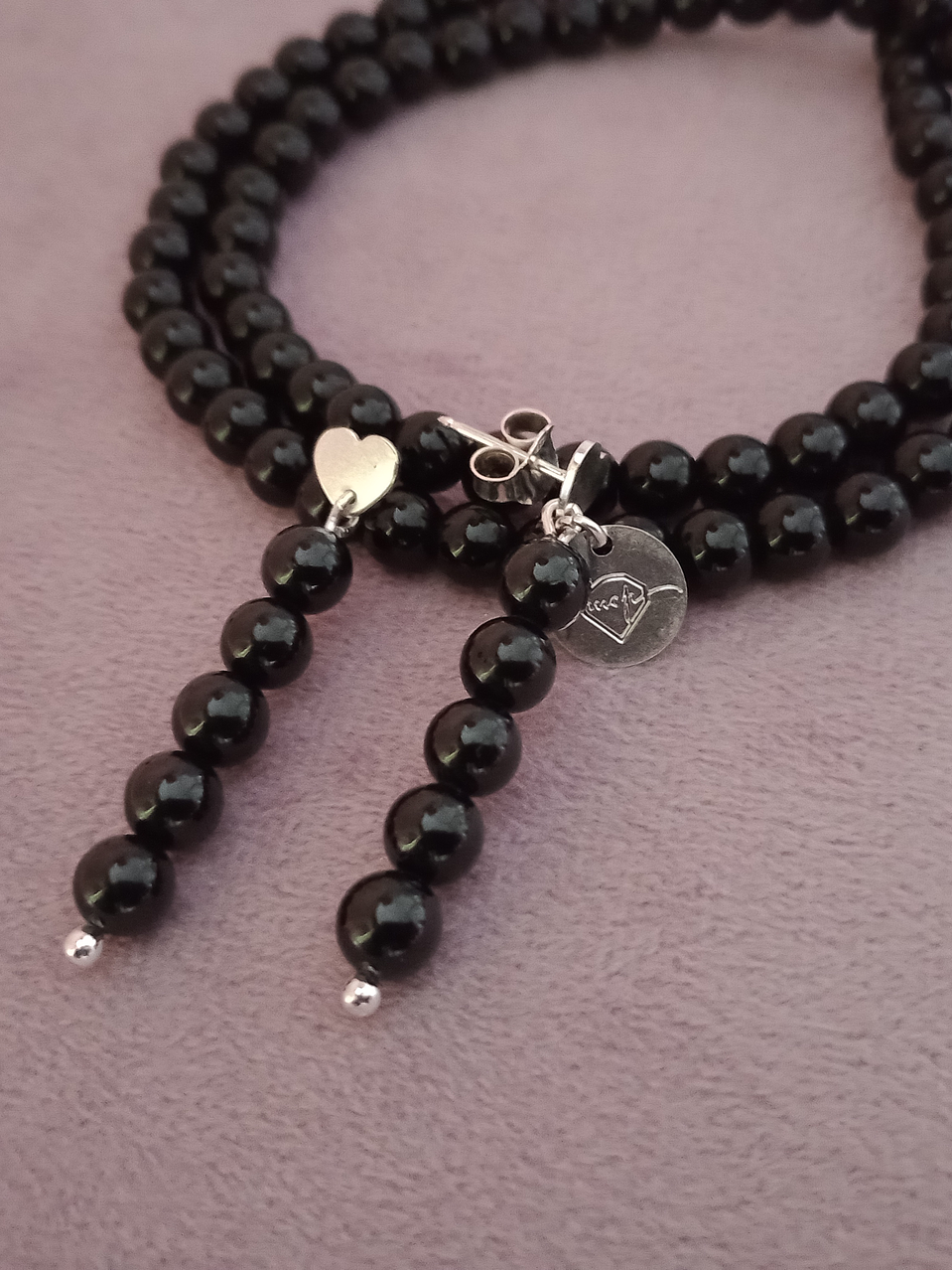 Conjunto de collar y aros de piedras turmalina 5