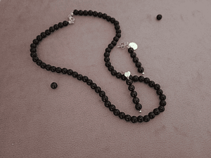 Conjunto de collar y aros de piedras turmalina