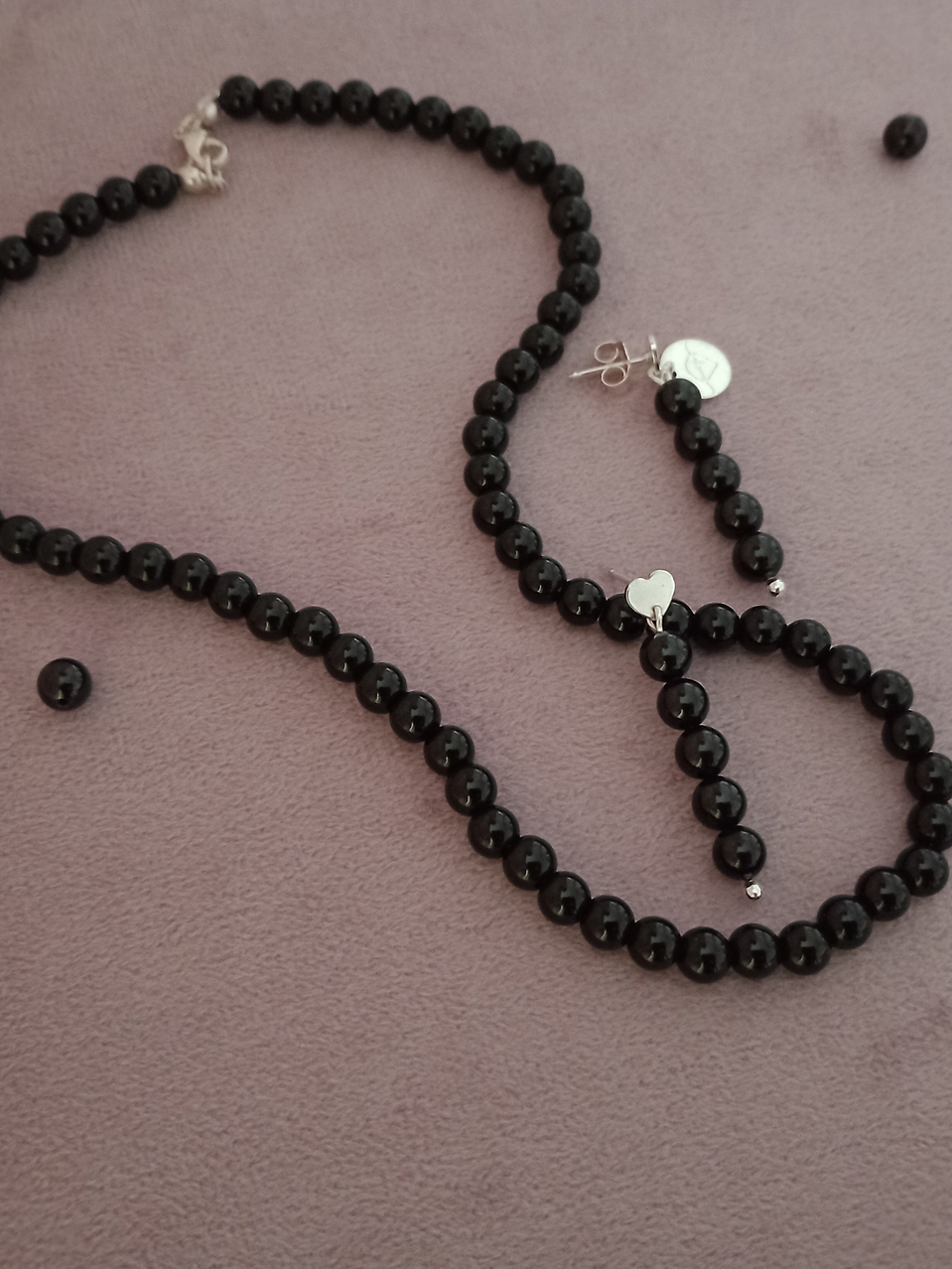 Conjunto de collar y aros de piedras turmalina 1