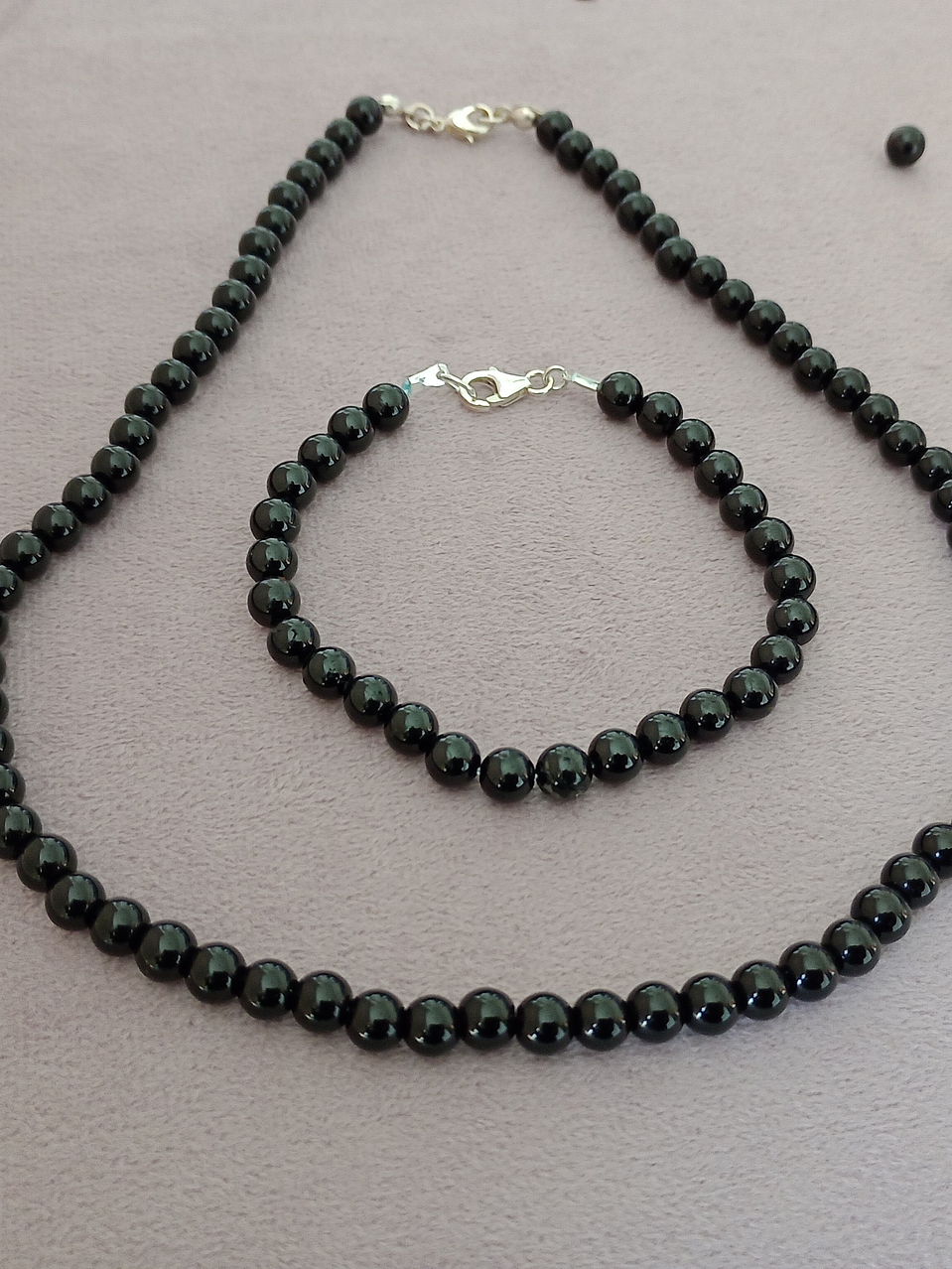 Conjunto de collar y pulsera de piedras turmalina  4