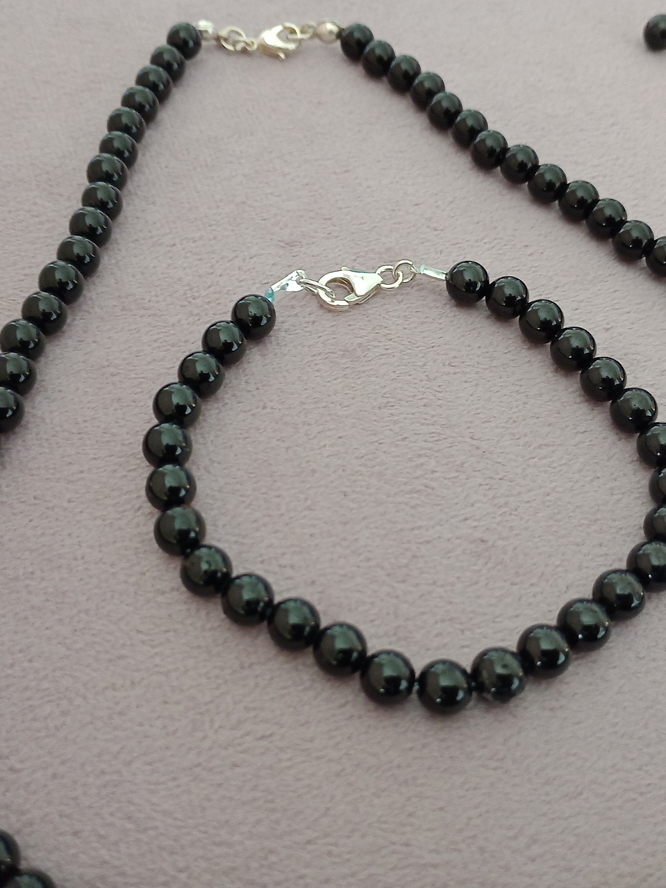 Conjunto de collar y pulsera de piedras turmalina  5