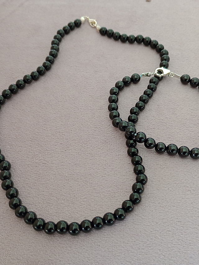 Conjunto de collar y pulsera de piedras turmalina  2