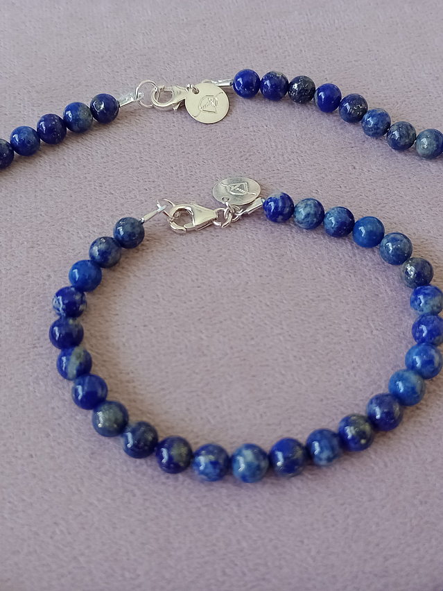 Conjunto de collar y pulsera de piedras lapislázuli 2